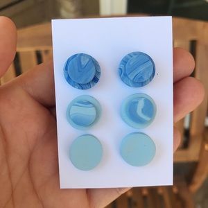 Marbled Polymer Clay Stud Earring Set